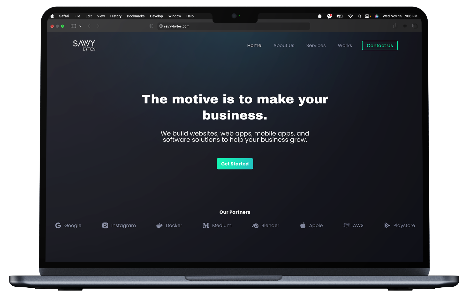 Image fo a laptop which shows a landing page of a website.